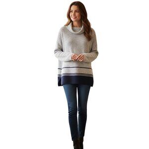 J. Jill Nubby Knit Cowl Neck Neutral Pullover Oversized Sweater Size XS